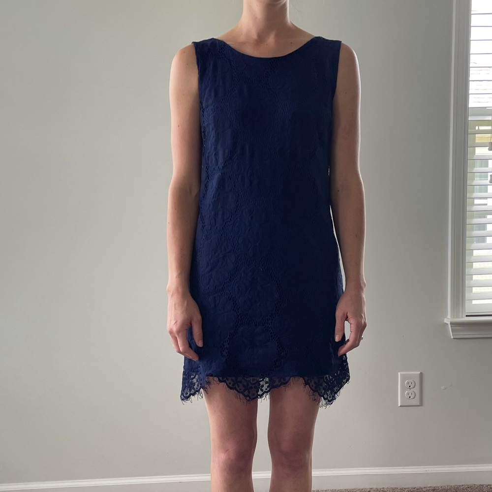Navy lace shift dress